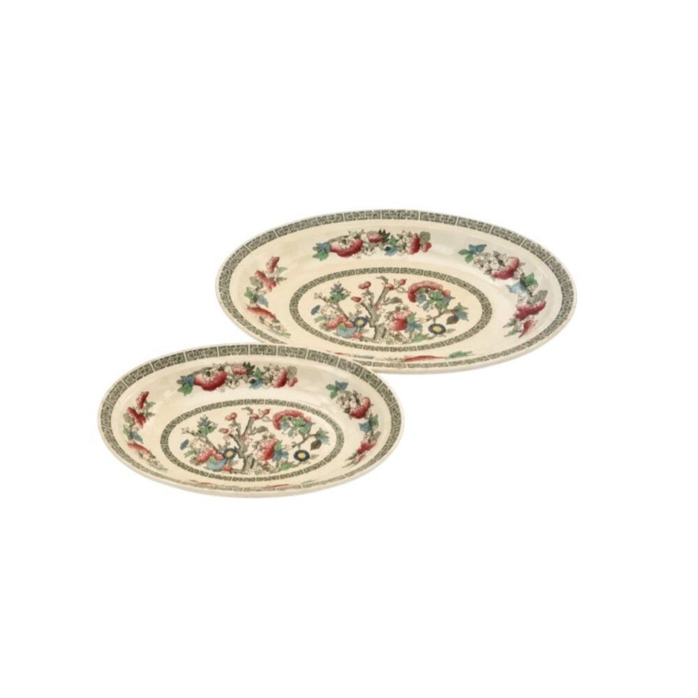 Johnson Brothers Indian Tree Oval Vegetable Serving Bowls Set of 2 Vintage